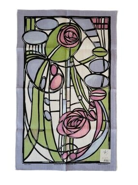 Irish Linen Tea Towel Charles Rennie Mackintosh Rose by Ulster Weavers